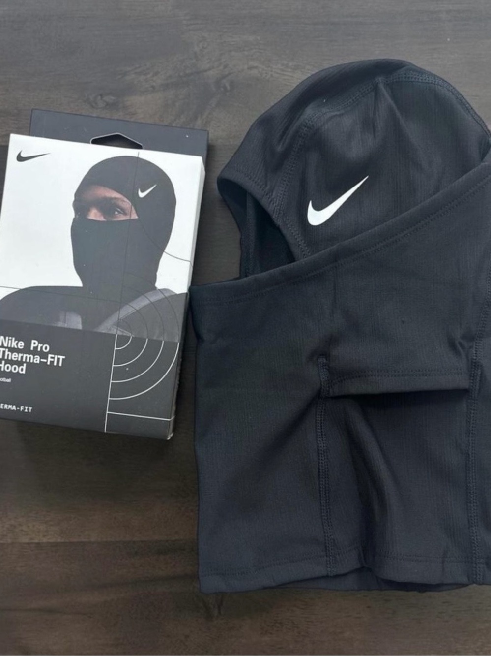 Nike Black Therma-FIT Balaclava Hood with White Swoosh